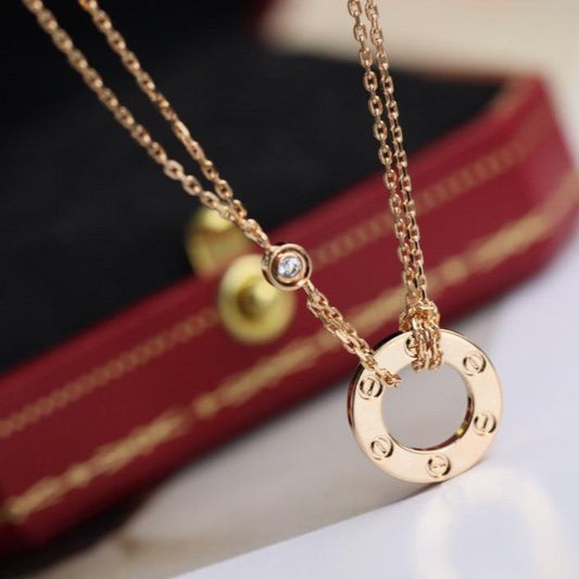 [Moco]LOVE NECKLACE ADJUSTABLE ROSE GOLD 2 DIAMOND