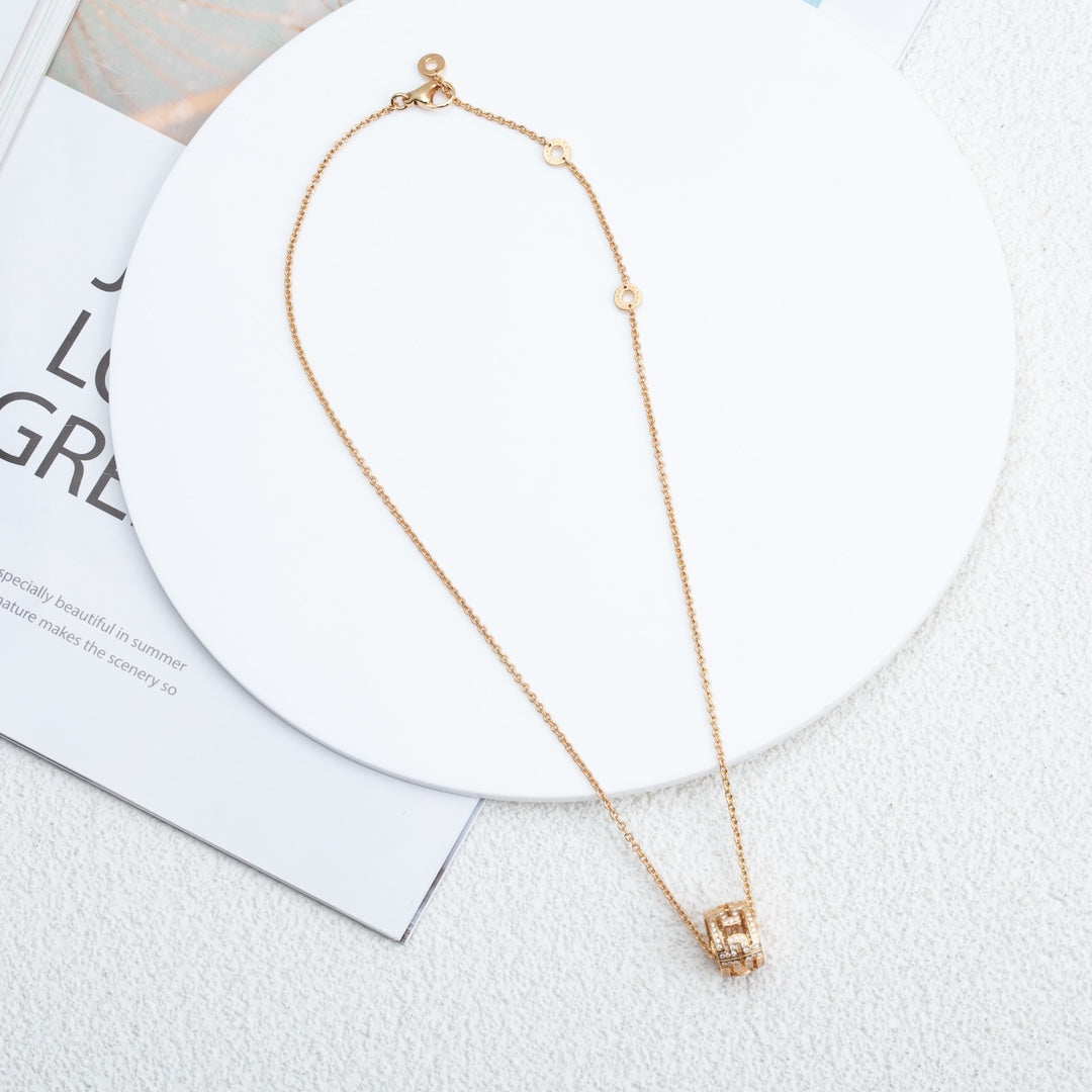 [Moco]PARENTESI NECKLACE PINK GOLD DIAMOND