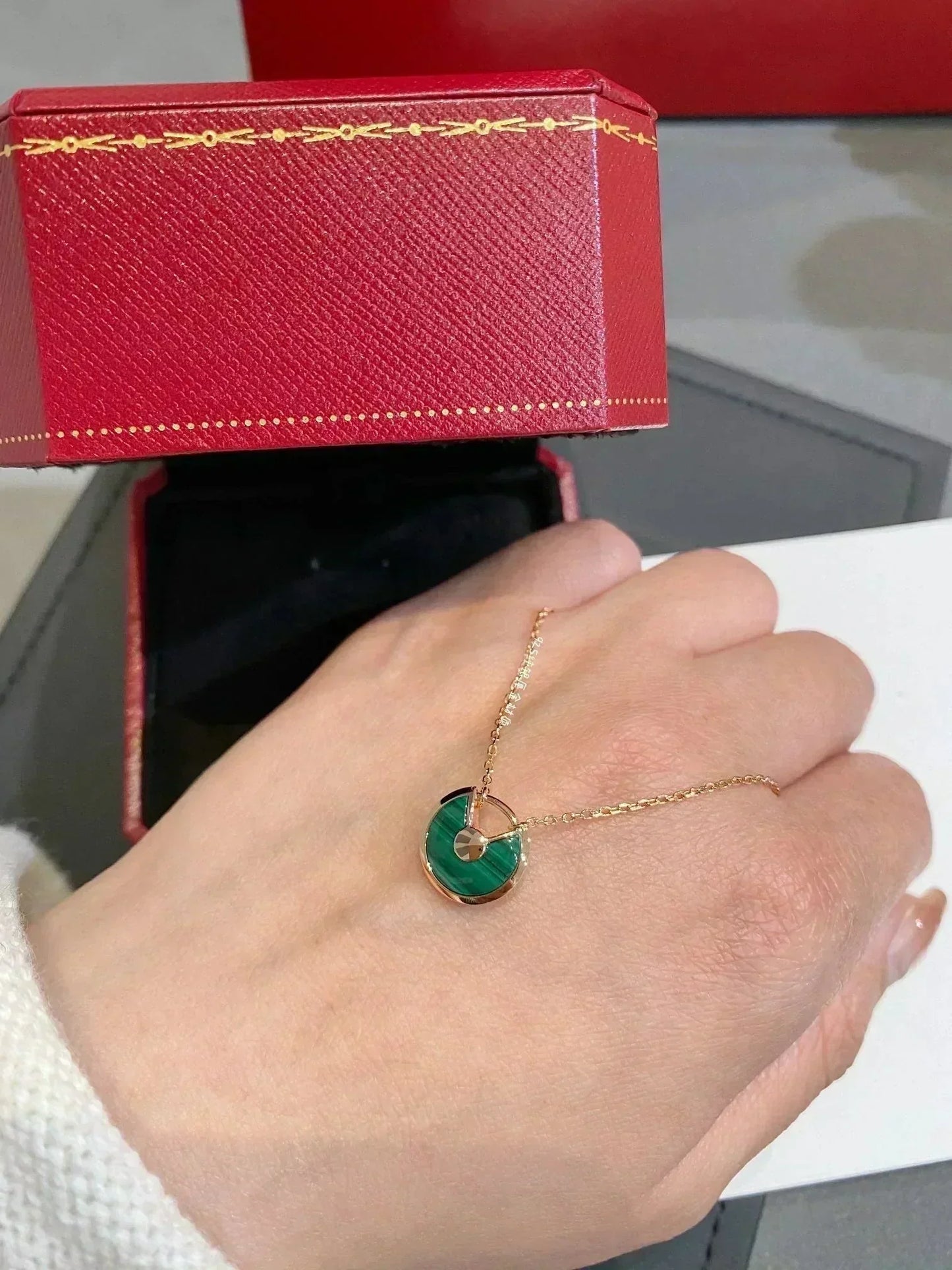 [Moco]AMULETTE ROSE GOLD MALACHITE NECKLACE