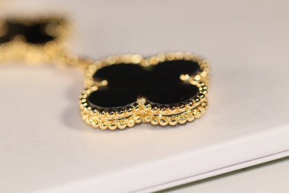 [Moco]CLOVER EARRINGS GOLD ONYX MOP 3 MOTIF