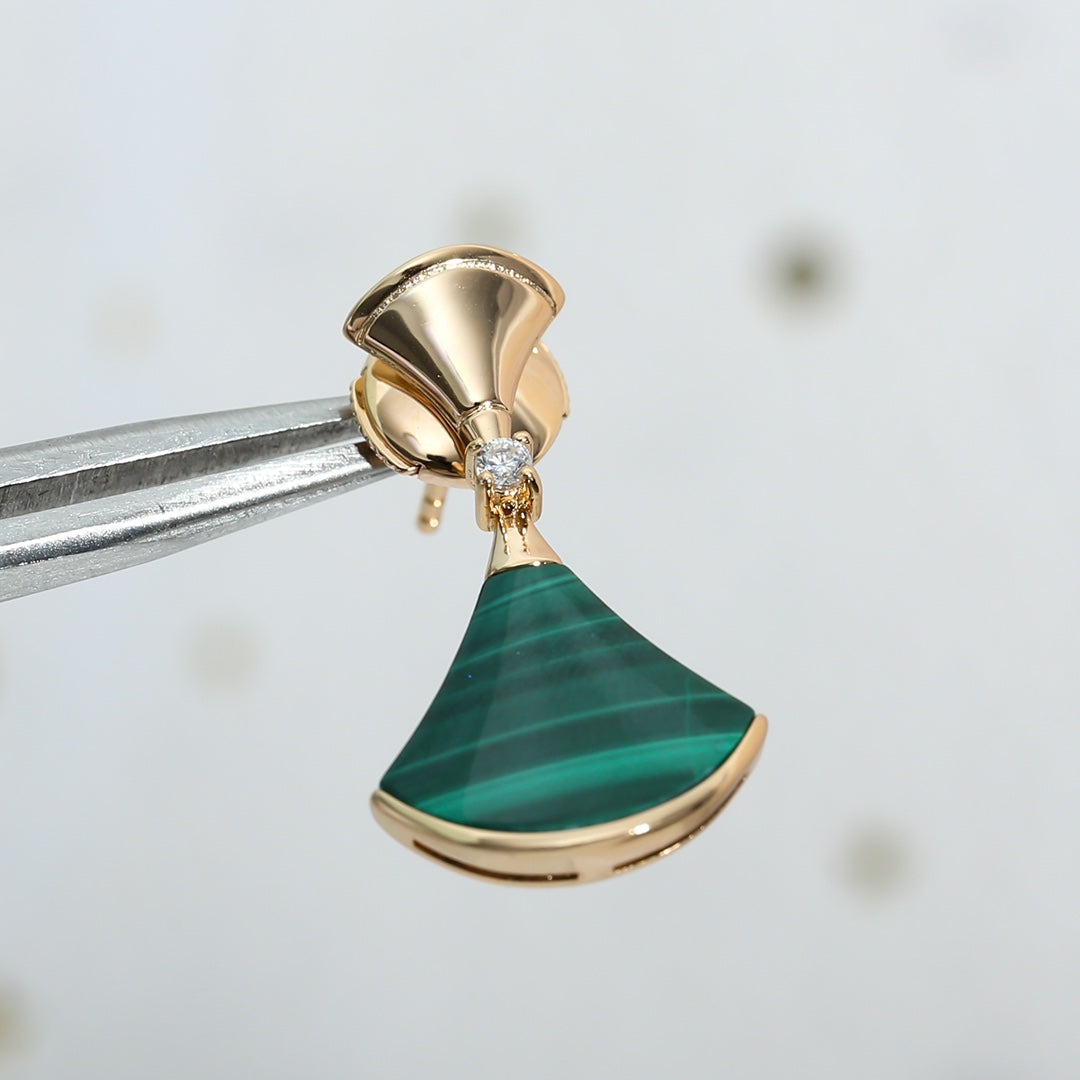 [Moco]DREAM MALACHITE PINK GOLD EARRINGS