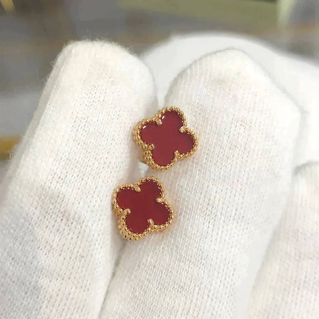 [Moco]CLOVER MINI 9.5MM CARNELIAN EARRINGS