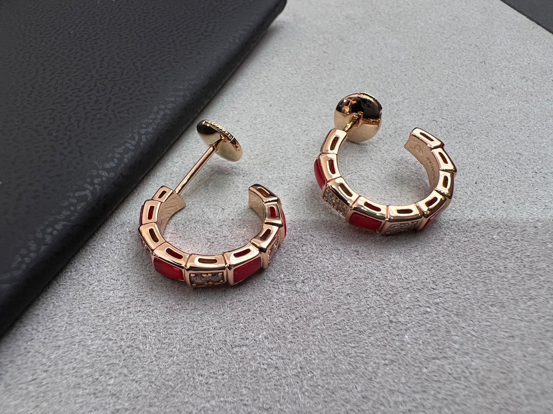 [Moco]SERPENTI CARNELIAN PINK GOLD EARRINGS