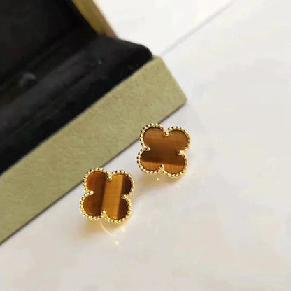 [Moco]CLOVER MEDIUM 1 MOTIFS TIGER EYE EARRINGS