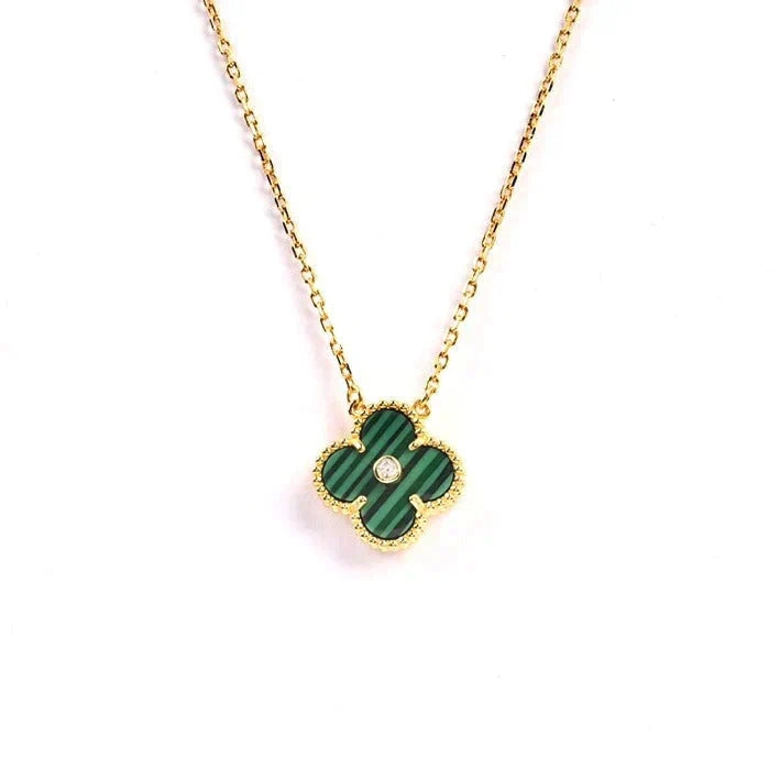 [Moco]CLOVER 15MM DIAMOND TURQUOISE NECKLACE