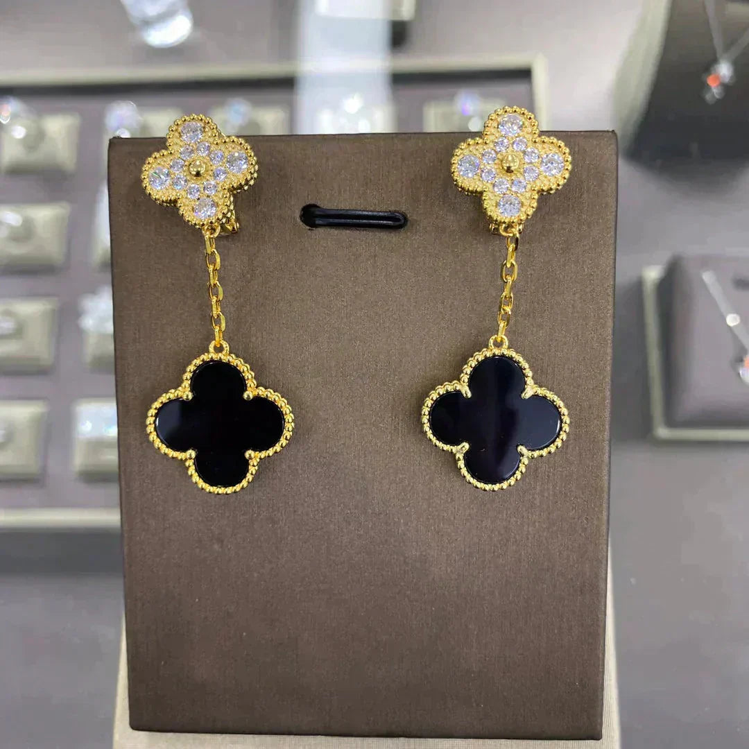 [Moco]CLOVER  2 MOTIFS  DIAMOND  EARRINGS (MULTIPLE CHOICESç´