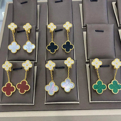 [Moco]CLOVER  2 MOTIFS  DIAMOND  EARRINGS (MULTIPLE CHOICESç´