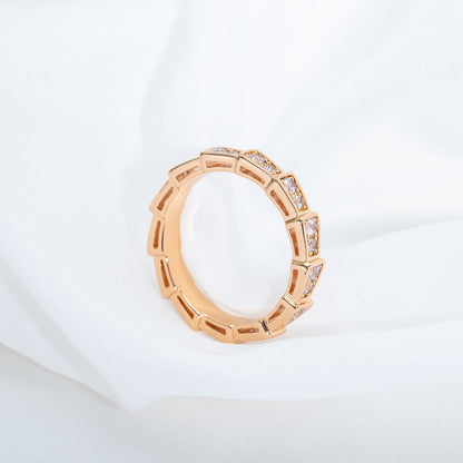 [Moco]SERPENTI RING PINK GOLD DIAMOND PAVED 3MM