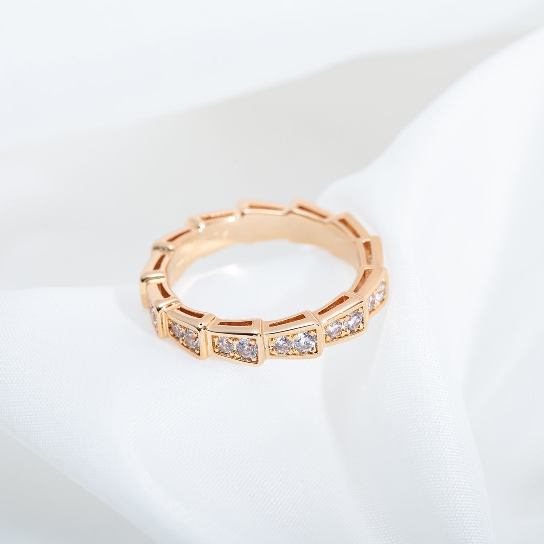 [Moco]SERPENTI RING PINK GOLD DIAMOND PAVED 3MM