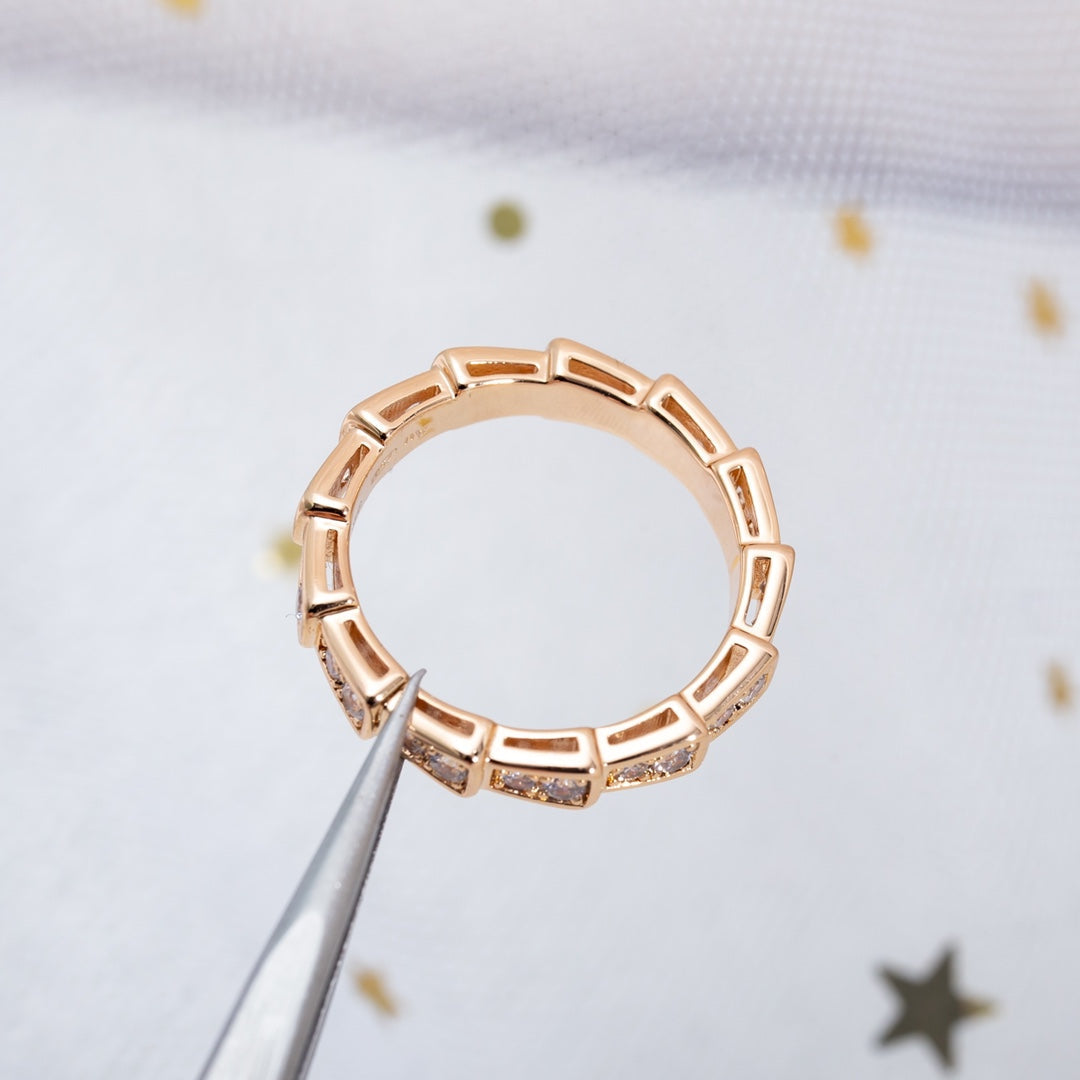 [Moco]SERPENTI RING PINK GOLD DIAMOND PAVED 3MM