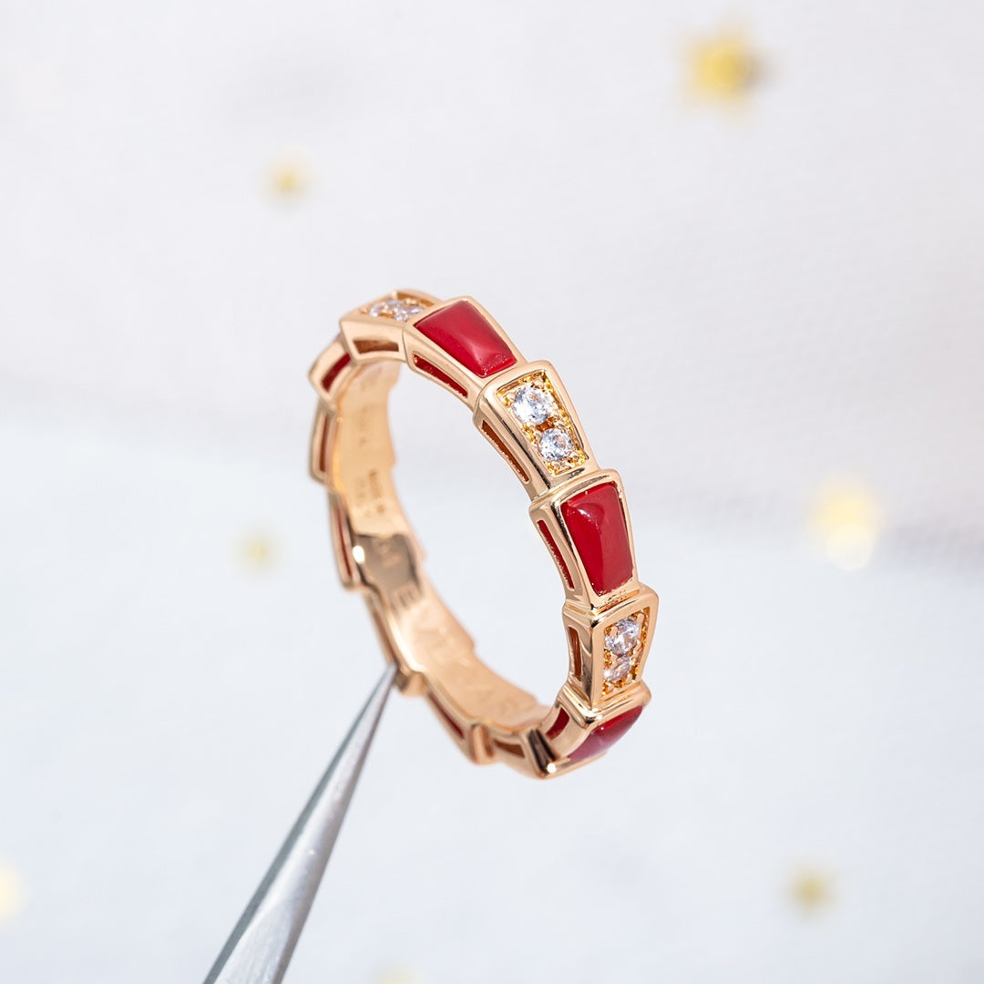 [Moco]SERPENTI RING PINK GOLD CARNELIAN DIAMOND 3MM