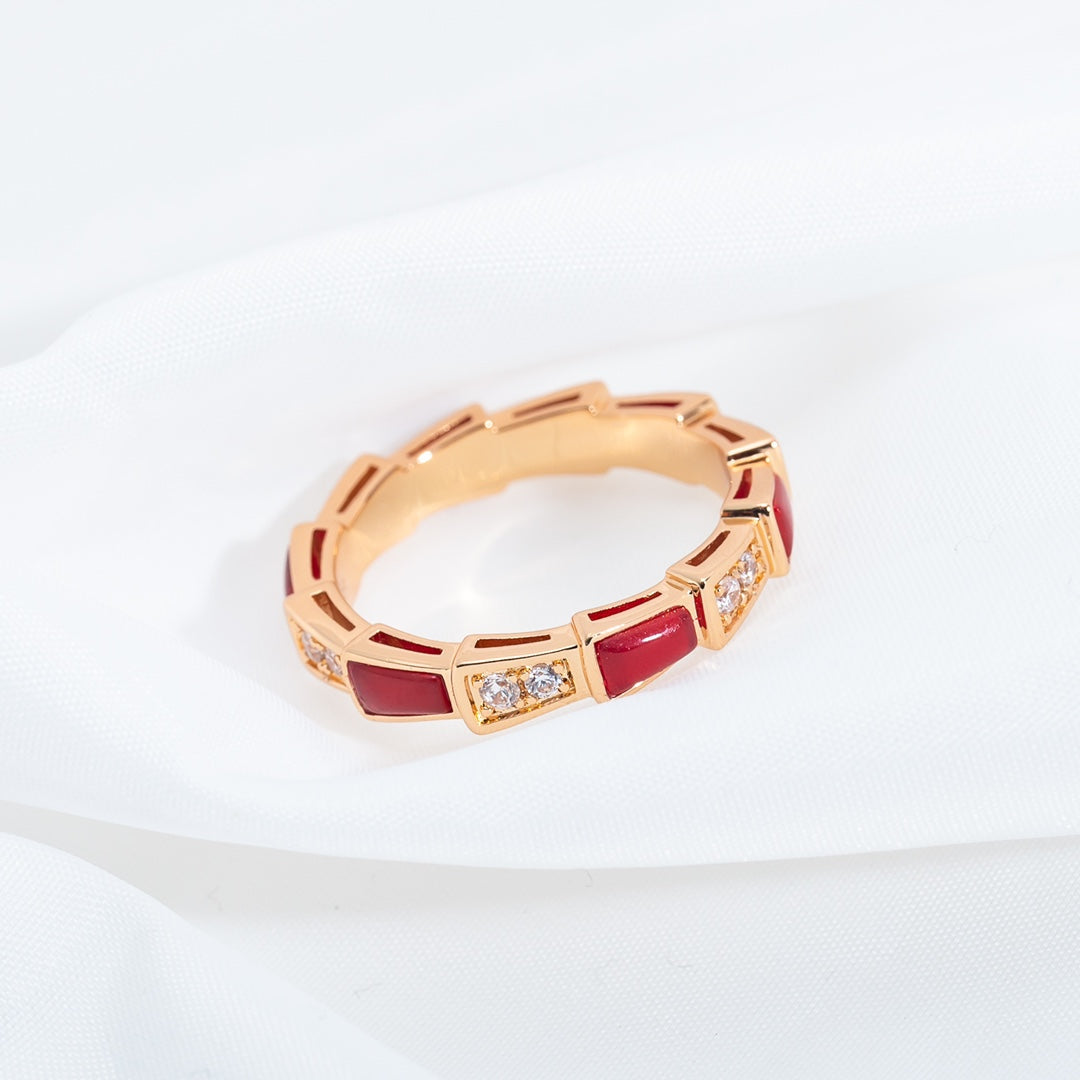 [Moco]SERPENTI RING PINK GOLD CARNELIAN DIAMOND 3MM