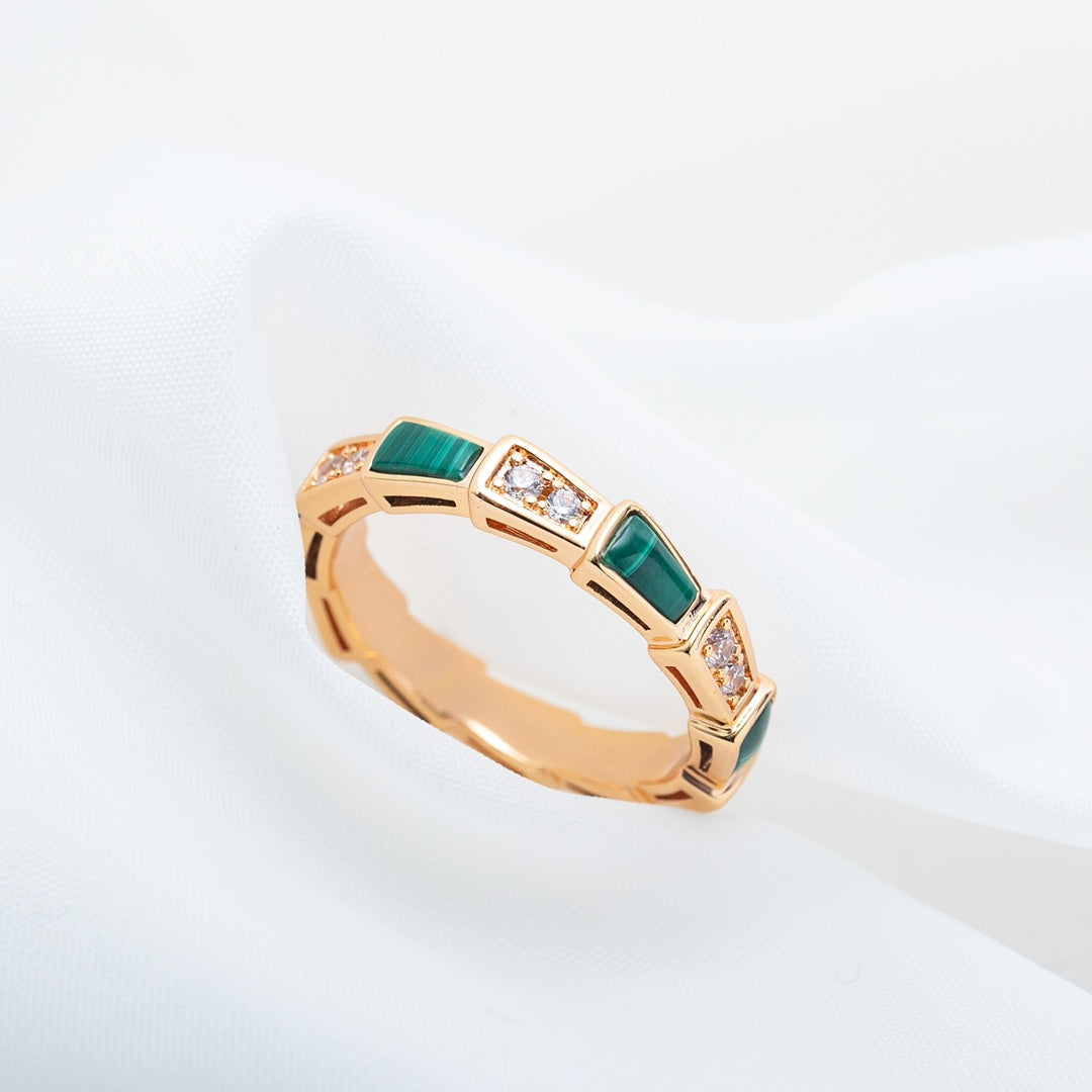 [Moco]SERPENTI RING PINK GOLD MALACHITE DIAMOND 3MM