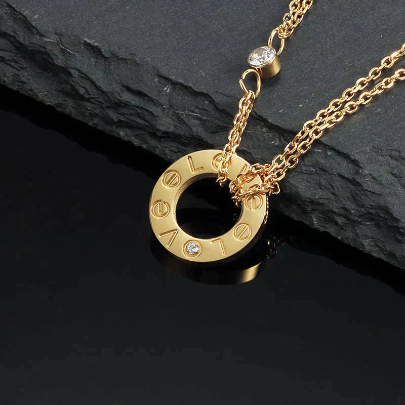 [Moco]LOVE NECKLACE 16MM 2 DIAMONDS