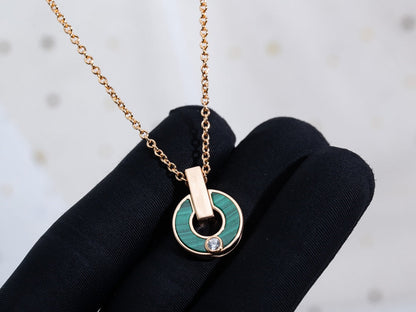 [Moco]GARI NECKLACE PINK GOLD MALACHITE