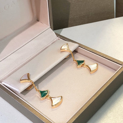 [Moco]DREAM EARRINGS 3 MOTIFS MALACHITE MOP PINK GOLD