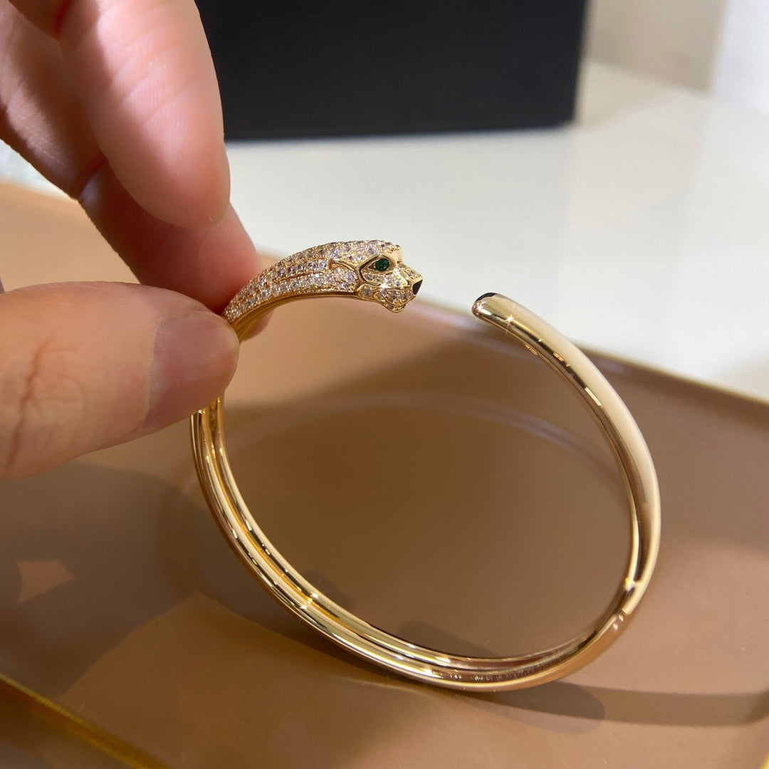 [Moco]PANTHERE GOLD DIAMOND OPEN BRACELET