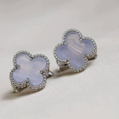 [Moco]CLOVER MEDIUM 1 MOTIFS  WHITE MOP EARRINGS SILVER