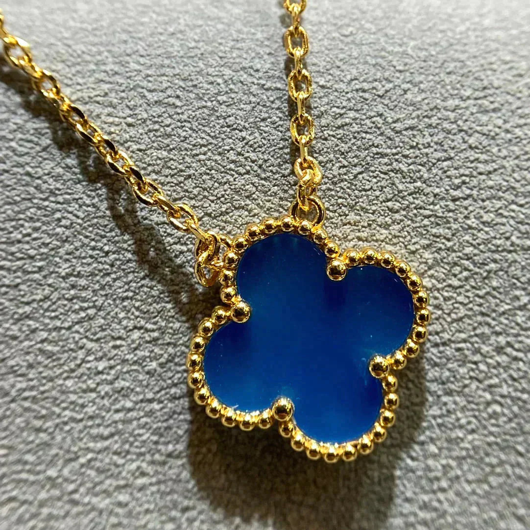 [Moco]CLOVER 15MM BLUE AGATE NECKLACE