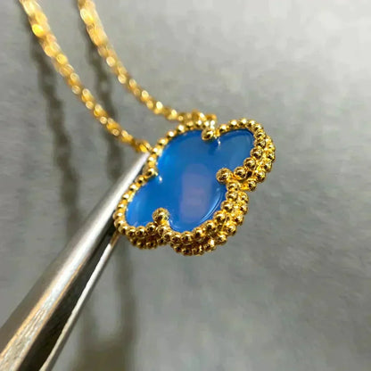 [Moco]CLOVER 15MM BLUE AGATE NECKLACE