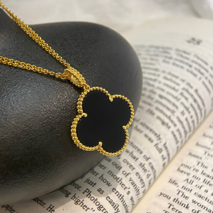 [Moco]CLOVER 25MM NECKLACE GOLD ONYX