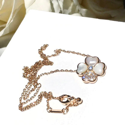 [Moco]CLOVER MOP DIAMOND ROSE GOLD NECKLACE