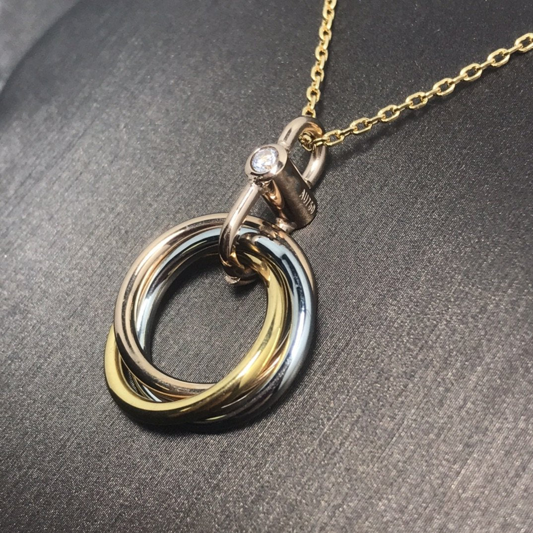 [Moco]TRINITY SILVER GOLD PINK GOLD NECKLACE