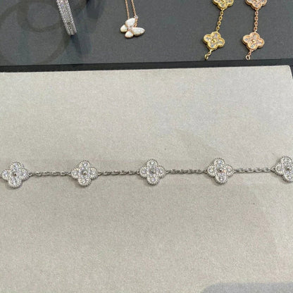 [Moco]CLOVER 5 MOTIFS  DIAMOND BRACELET SILVER