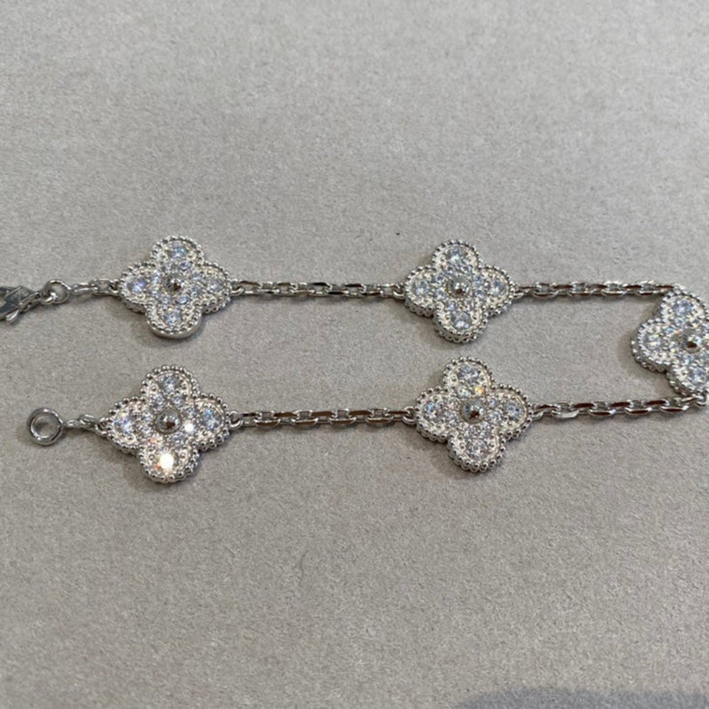 [Moco]CLOVER 5 MOTIFS  DIAMOND BRACELET SILVER