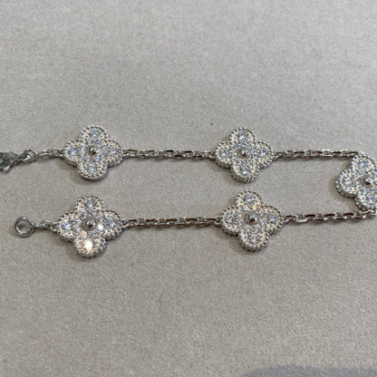 [Moco]CLOVER 5 MOTIFS  DIAMOND BRACELET SILVER