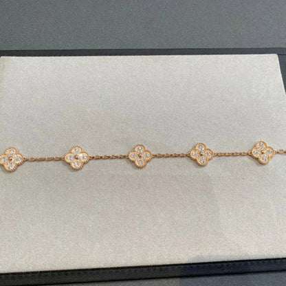 [Moco]CLOVER 5 MOTIFS  FULL DIAMOND BRACELET