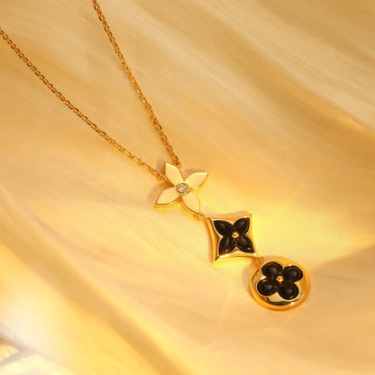 [Moco]STAR AND SUN ONYX PINK GOLD NECKLACE