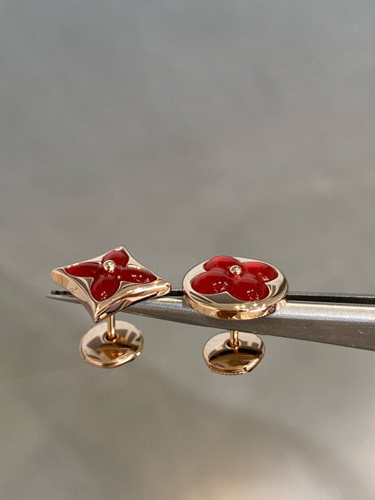 [Moco]STAR AND SUN PINK GOLD CARNELIAN STUD EARRINGS