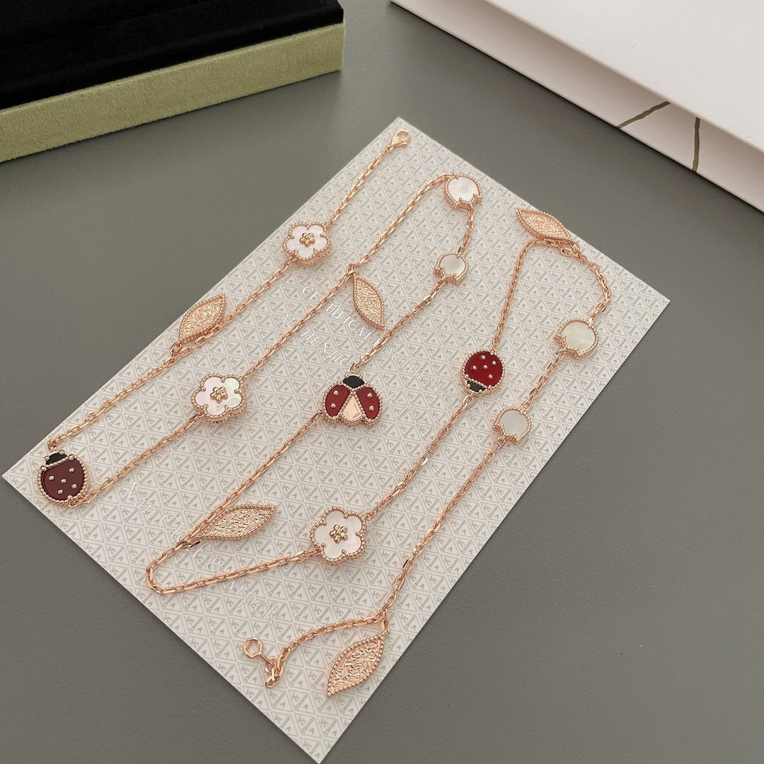 [Moco]LUCKY SPRING 15 MOTIFS ROSE GOLD NECKLACE