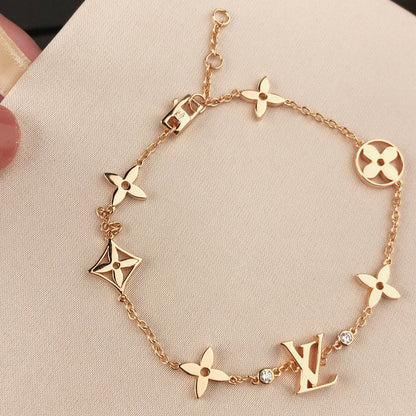 [Moco]STAR AND SUN 7 MOTIFS GOLD BRACELET