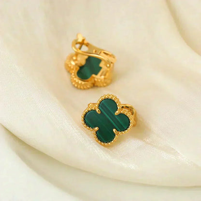 [Moco]CLOVER MEDIUM 1 MOTIFS MALACHITE  EARRINGS