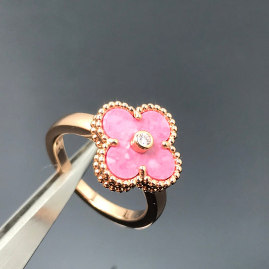 [Moco]CLOVER RHODONITE ROSE GOLD RING