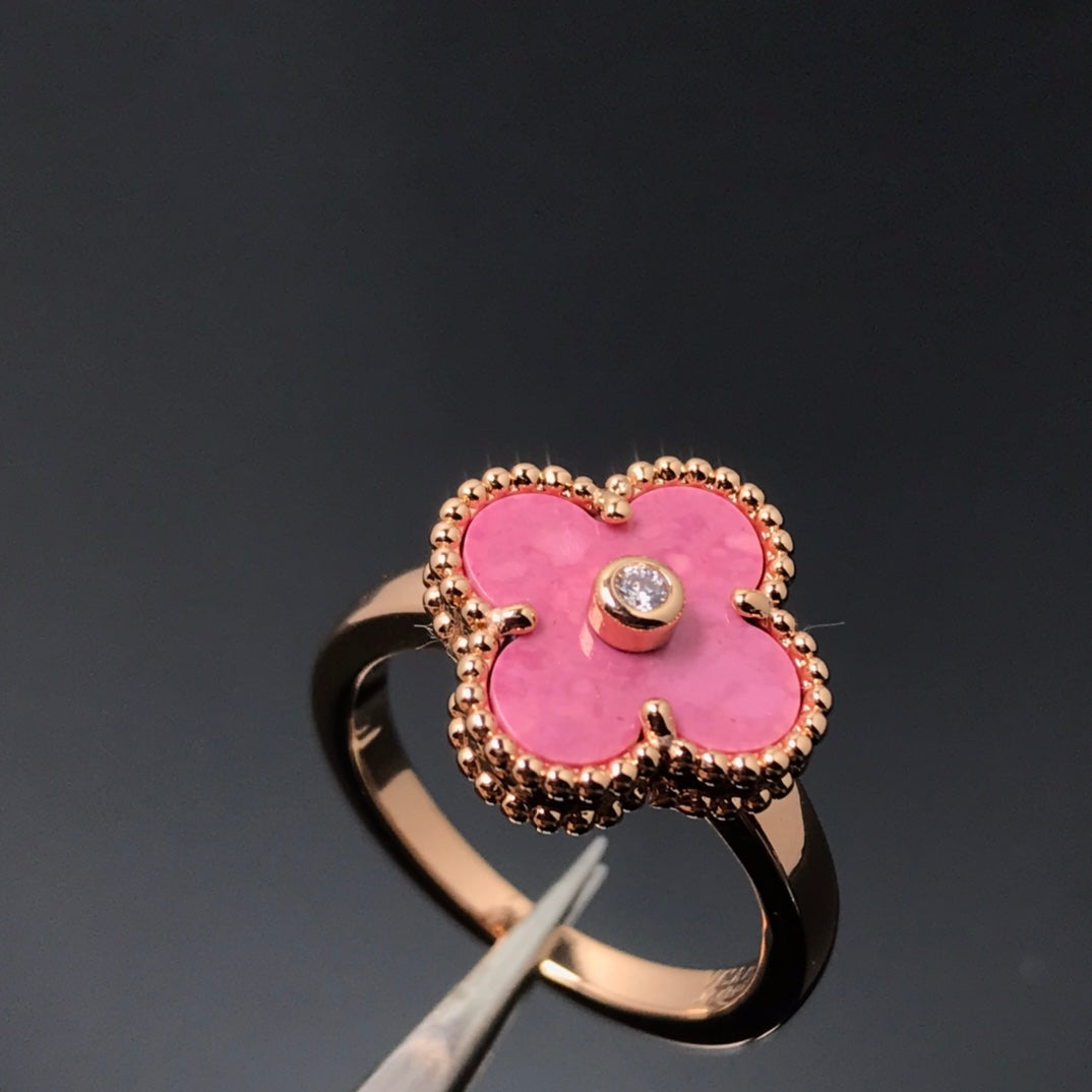 [Moco]CLOVER RHODONITE ROSE GOLD RING