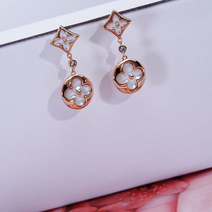 [Moco]STAR AND SUN PINK GOLD MOP DROP EARRINGS