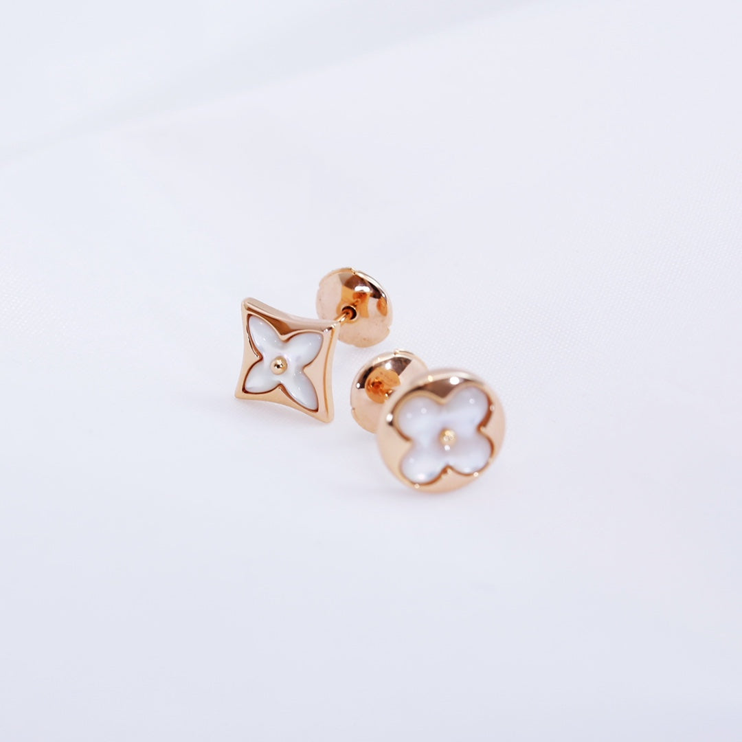 [Moco]STAR AND SUN PINK GOLD MOP STUD EARRINGS