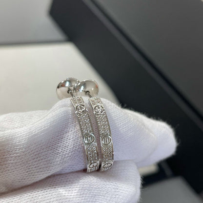 [Moco]LOVE DIAMOND SILVER HOOP EARRINGS