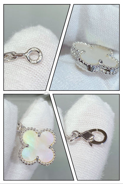 [Moco]CLOVER 5 MOTIF WHITE MOP SILVER BRACELET