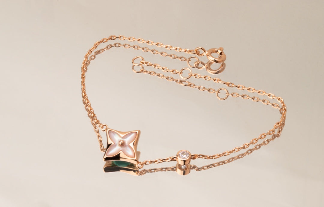 [Moco]STAR PINK MOP 1 DIAMOND PINK GOLD NECKLACE