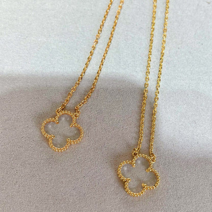 [Moco]CLOVER ROCK CRYSTAL ROSE GOLD NECKLACE