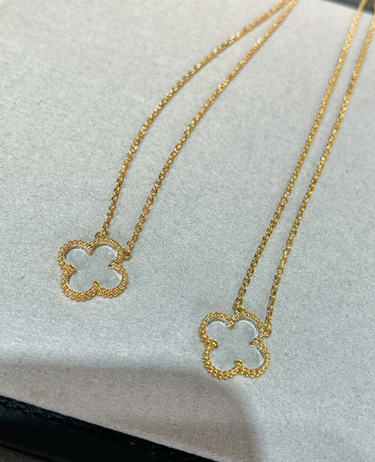 [Moco]CLOVER ROCK CRYSTAL ROSE GOLD NECKLACE