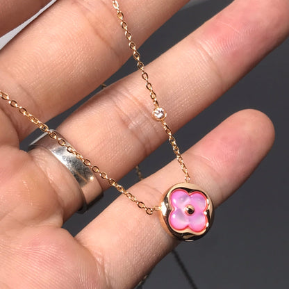 [Moco]COLOR BLOSSOM PINK MOP SUN GOLD NECKLACE