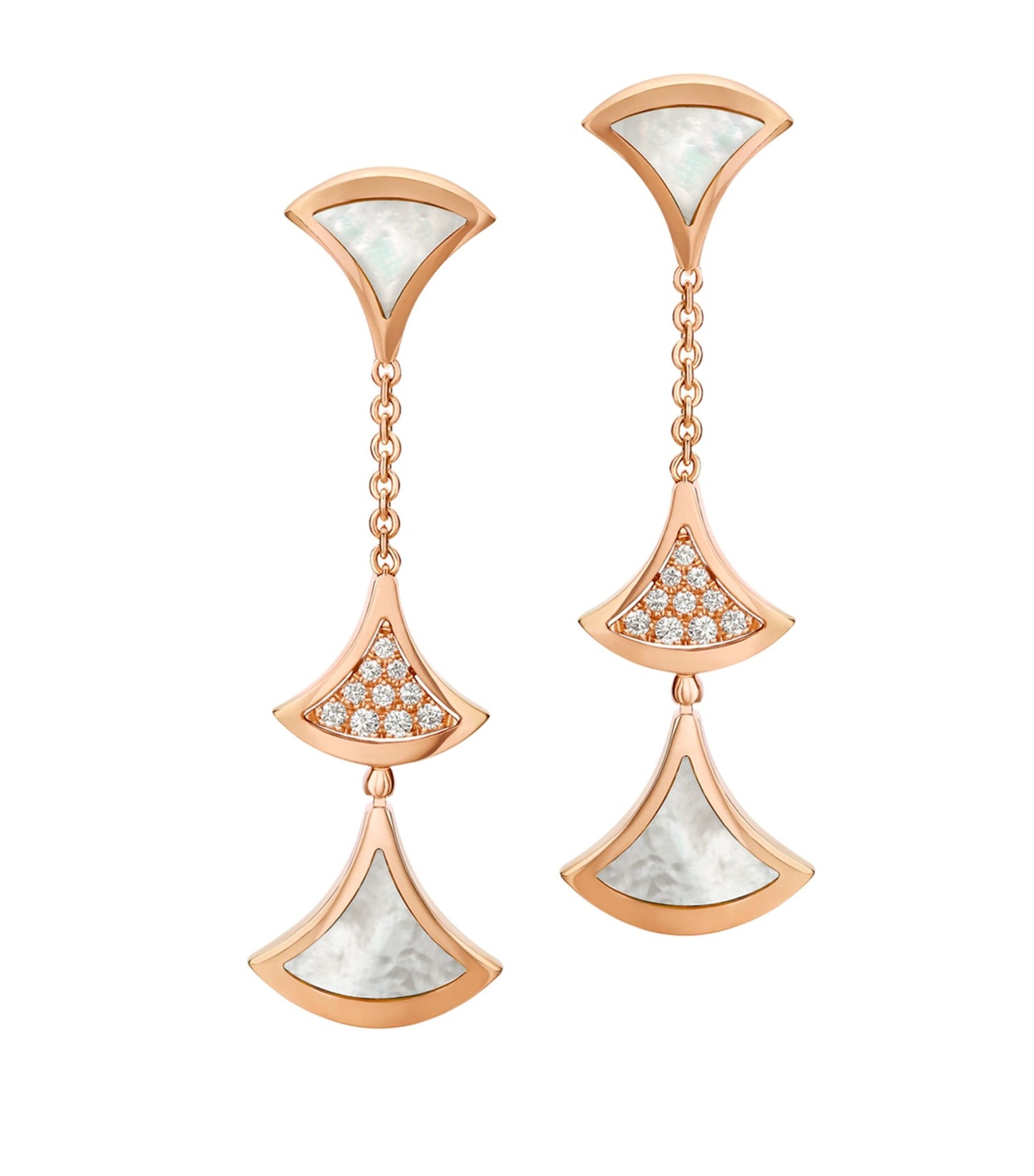 [Moco]DREAM EARRINGS 3 MOTIFS DIAMOND MOP PINK GOLD