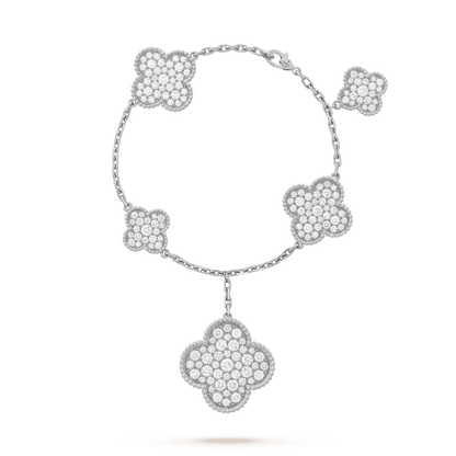 [Moco]CLOVER 6 MOTIFS SILVER DIAMOND BRACELET