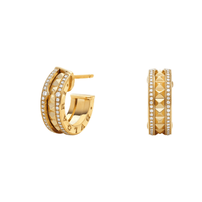 [Moco]ZERO 1 ROCK GOLD EARRINGS WITH STUDDED SPIRAL AND PAVED DIAMONDS