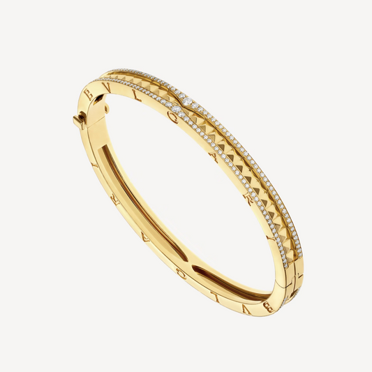 [Moco]ZERO 1 SPIRAL AND PAVED DIAMOND GOLD BRACELET